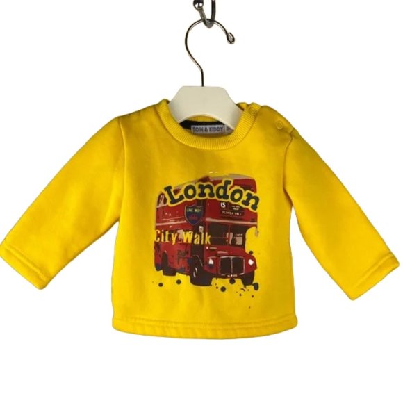 Tom & Kiddy Yellow London Bus Sweatshirt size 3 Months - Picture 1 of 5